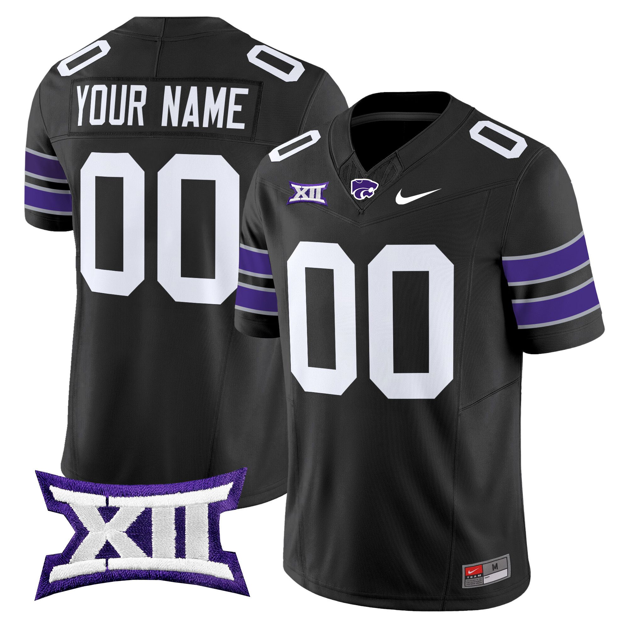 Men Kansas State Wildcats Black Nike 2024 Vapor Limited Custom NCAA Jersey style 1->customized ncaa jersey->Custom Jersey